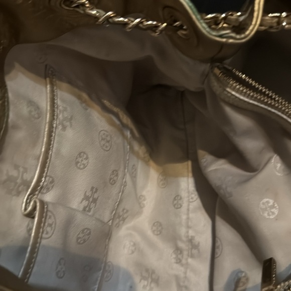 Tory Burch Thea Metallic Gold Chain Shoulder Slouchy Tote - Picture 16 of 16